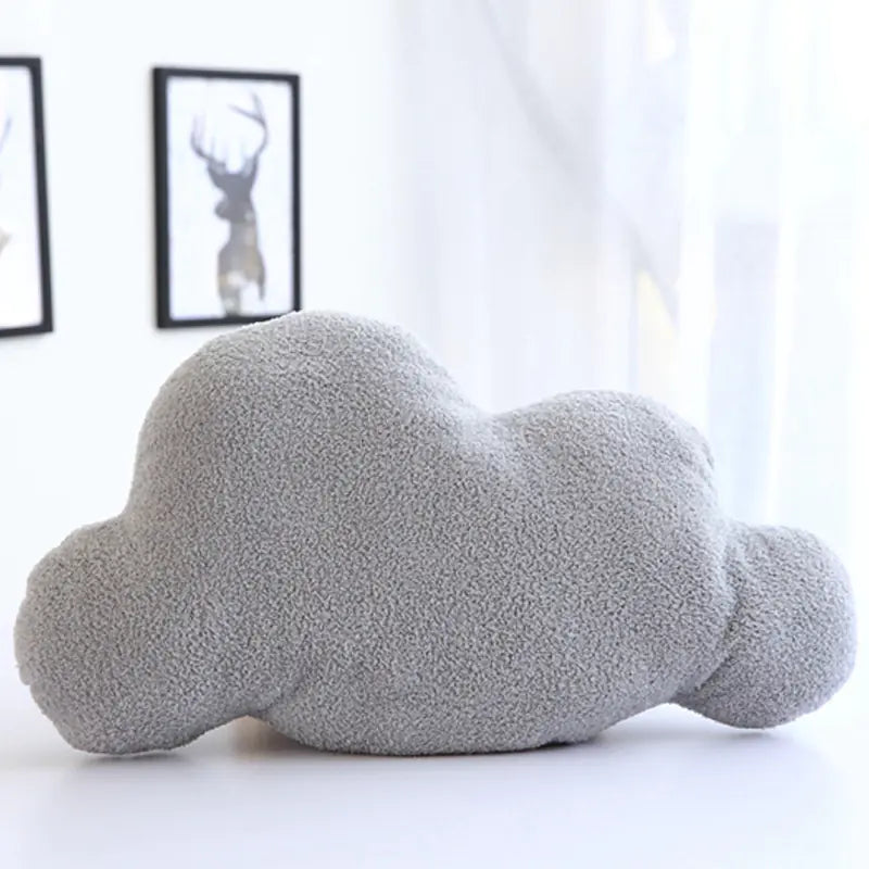Gray and White Cloud Shaped Plush Pillow Cushion Toy